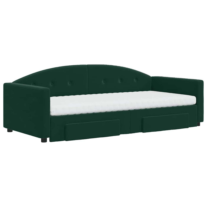 Pat de zi cu extensie și sertare verde închis 90x200 cm catifea - WALTI WALTI