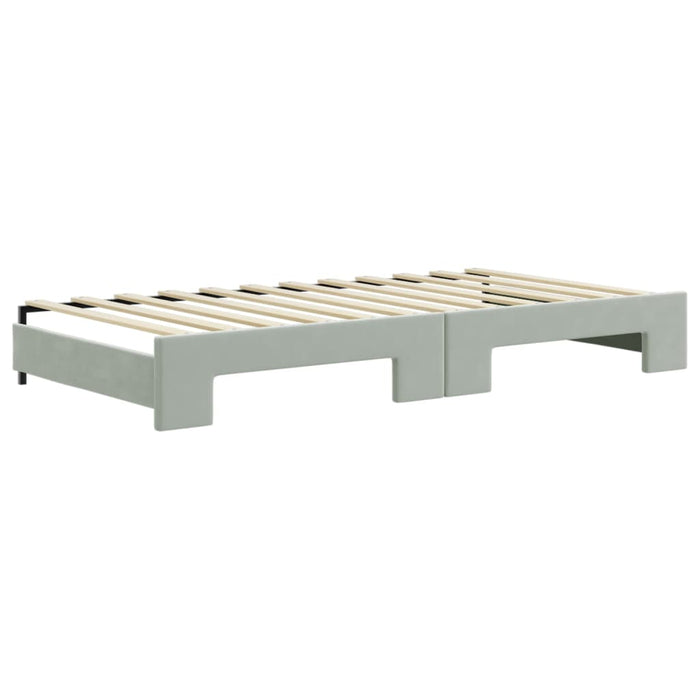Pat de zi cu extensie și sertare gri deschis 100x200 cm catifea - WALTI WALTI