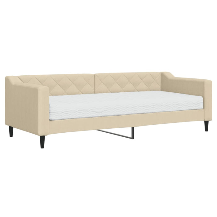 Pat de zi cu saltea, crem, 80x200 cm, textil - WALTI WALTI
