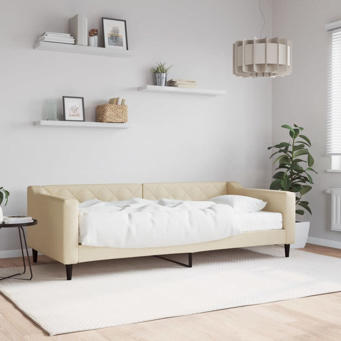 Pat de zi cu saltea, crem, 90x200 cm, textil - WALTI WALTI