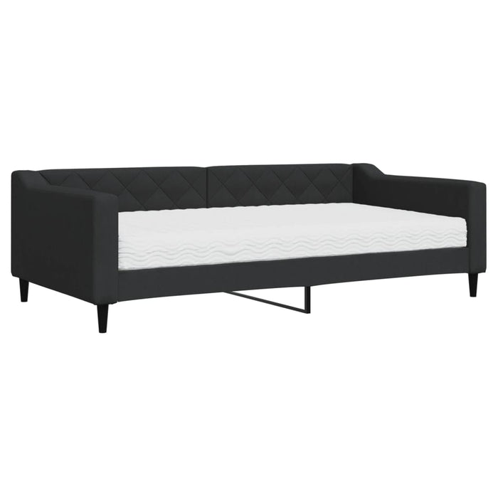 Pat de zi cu saltea, negru, 100x200 cm, textil - WALTI WALTI