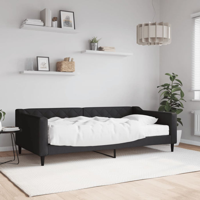 Pat de zi cu saltea, negru, 100x200 cm, textil - WALTI WALTI