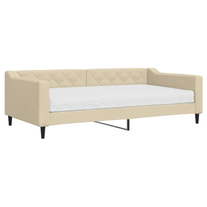 Pat de zi cu saltea, crem, 100x200 cm, textil - WALTI WALTI