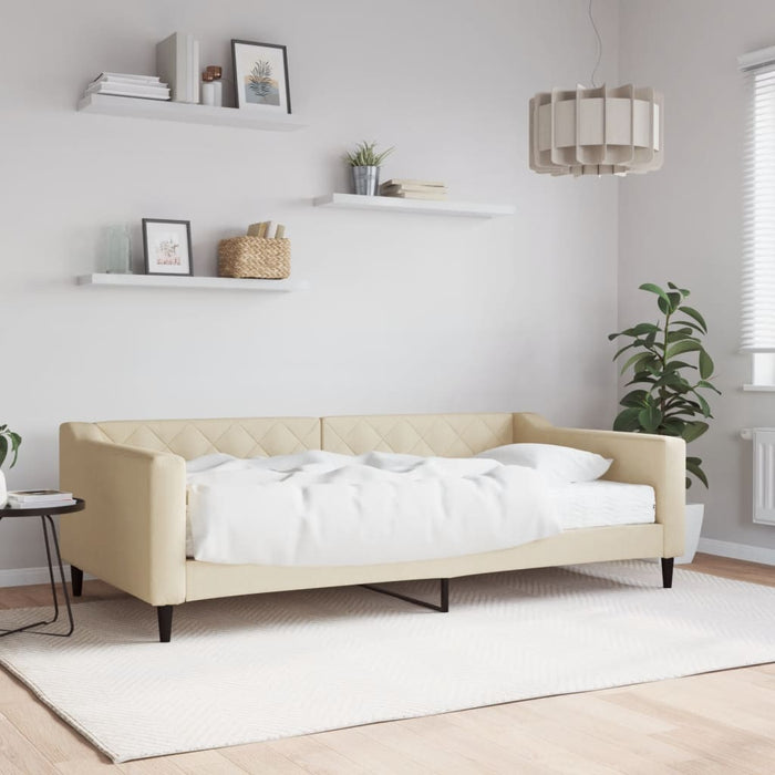 Pat de zi cu saltea, crem, 100x200 cm, textil - WALTI WALTI