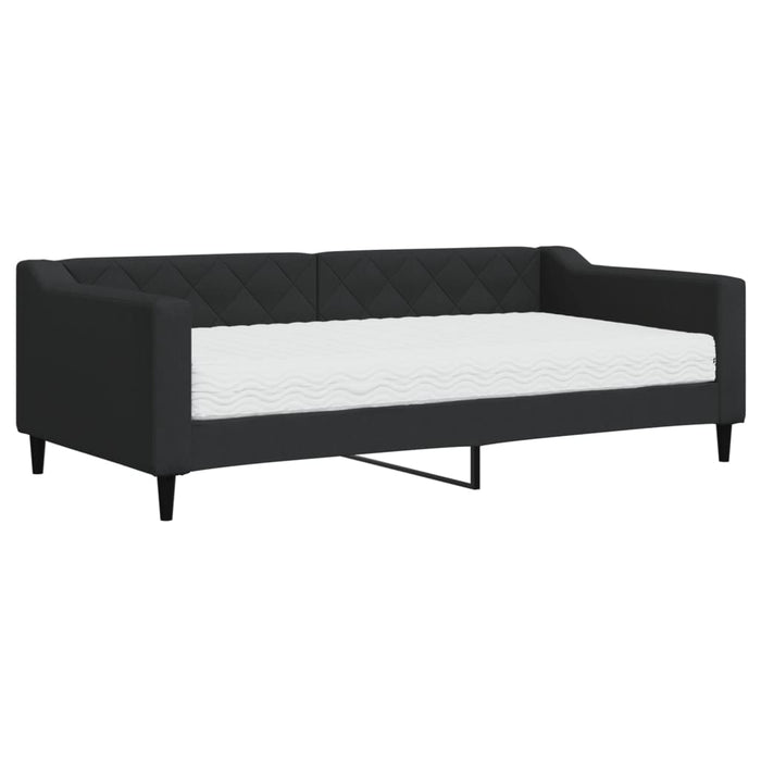 Pat de zi cu saltea, negru, 90x190 cm, textil - WALTI WALTI