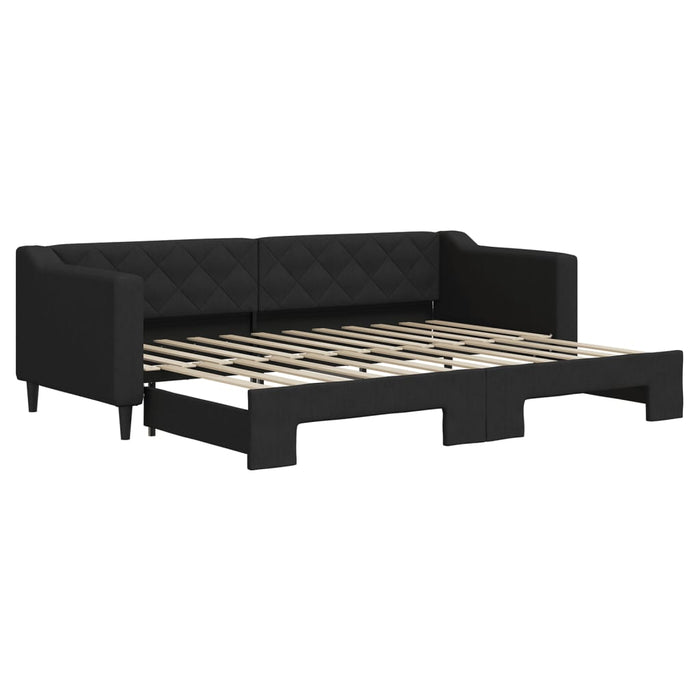 Pat de zi cu extensie, negru, 80x200 cm, textil - WALTI WALTI