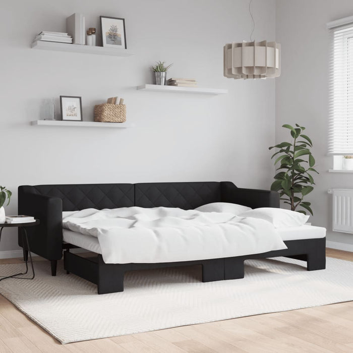 Pat de zi cu extensie, negru, 80x200 cm, textil - WALTI WALTI