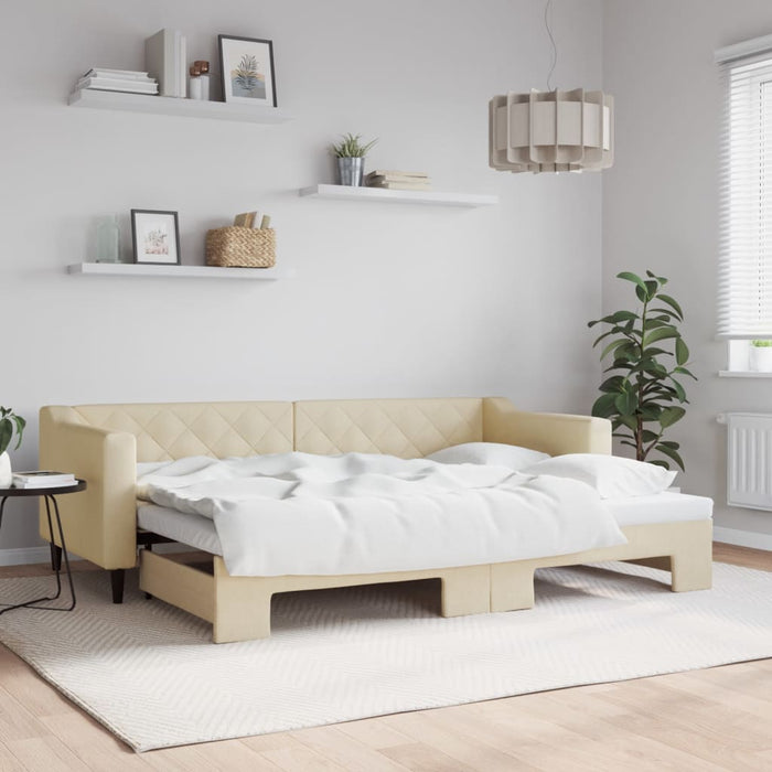 Pat de zi cu extensie, crem, 80x200 cm, textil - WALTI WALTI