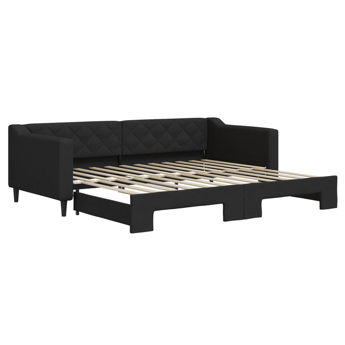 Pat de zi cu extensie, negru, 90x200 cm, textil - WALTI WALTI