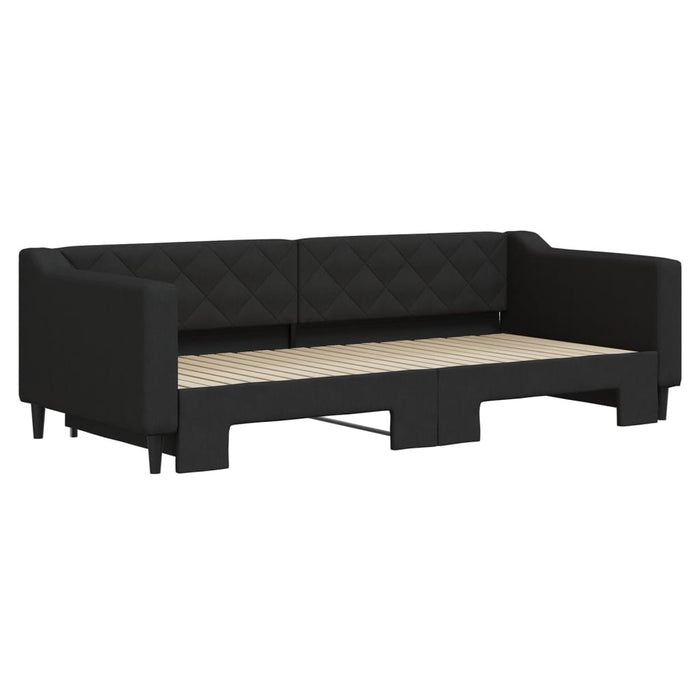 Pat de zi cu extensie, negru, 90x200 cm, textil - WALTI WALTI