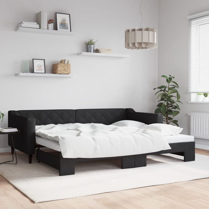 Pat de zi cu extensie, negru, 90x200 cm, textil - WALTI WALTI