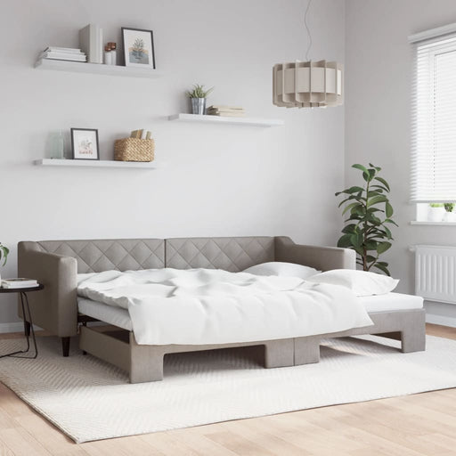 Pat de zi cu extensie, gri taupe, 90x200 cm, textil - WALTI WALTI