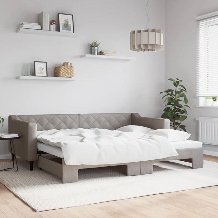 Pat de zi cu extensie, gri taupe, 90x200 cm, textil - WALTI WALTI
