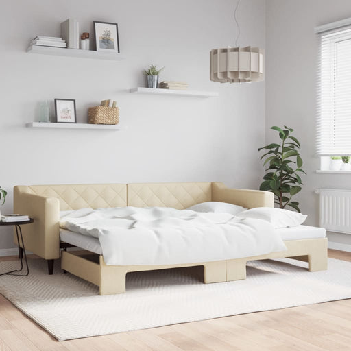 Pat de zi cu extensie, crem, 90x200 cm, textil - WALTI WALTI