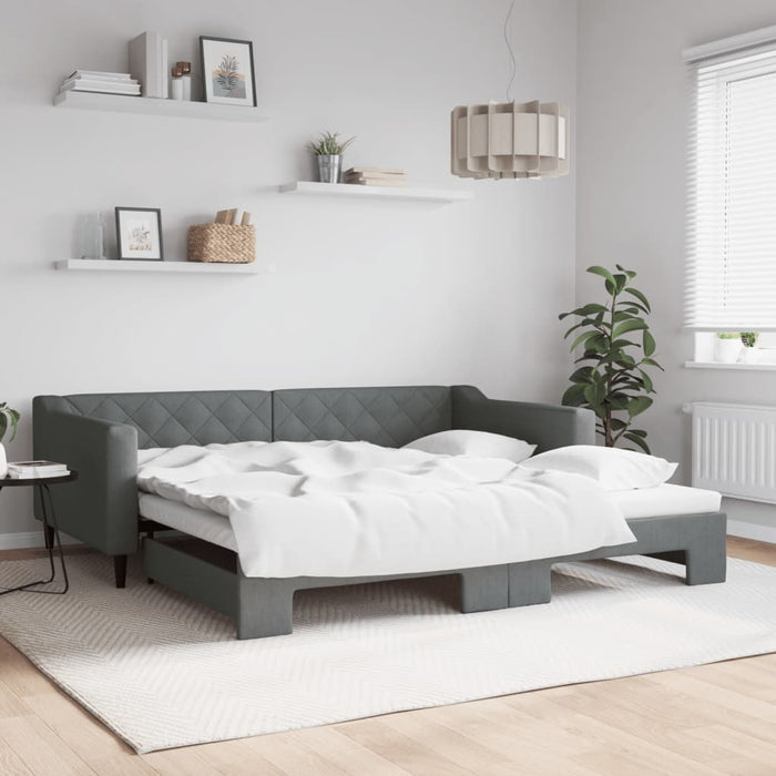 Pat de zi cu extensie, gri închis, 100x200 cm, textil - WALTI WALTI