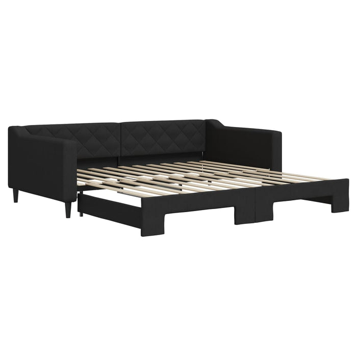 Pat de zi cu extensie, negru, 100x200 cm, textil - WALTI WALTI