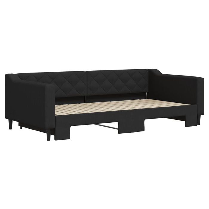 Pat de zi cu extensie, negru, 100x200 cm, textil - WALTI WALTI