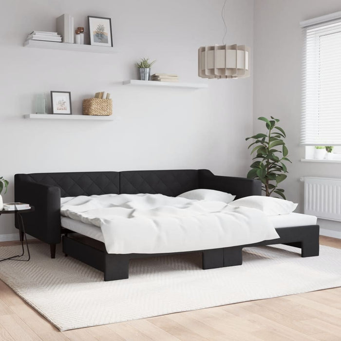 Pat de zi cu extensie, negru, 100x200 cm, textil - WALTI WALTI