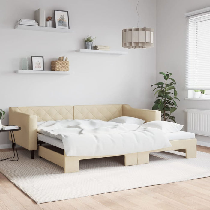 Pat de zi cu extensie, crem, 100x200 cm, textil - WALTI WALTI