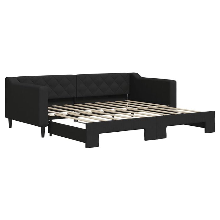 Pat de zi cu extensie, negru, 90x190 cm, textil - WALTI WALTI
