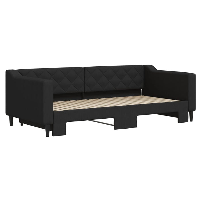 Pat de zi cu extensie, negru, 90x190 cm, textil - WALTI WALTI