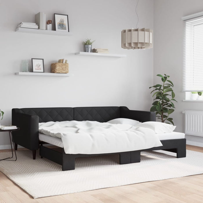 Pat de zi cu extensie, negru, 90x190 cm, textil - WALTI WALTI