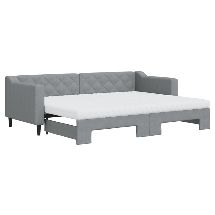 Pat de zi cu extensie și saltele, gri deschis, 80x200 cm textil - WALTI WALTI