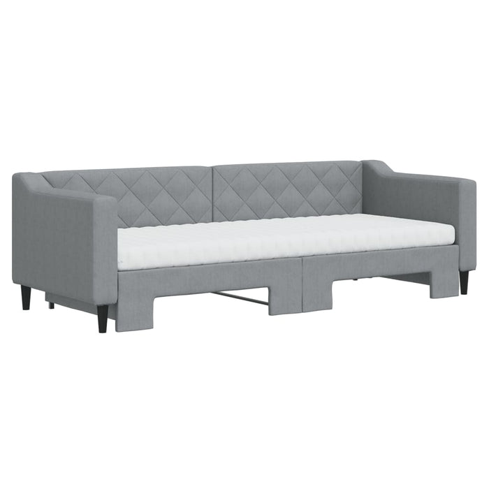 Pat de zi cu extensie și saltele, gri deschis, 80x200 cm textil - WALTI WALTI