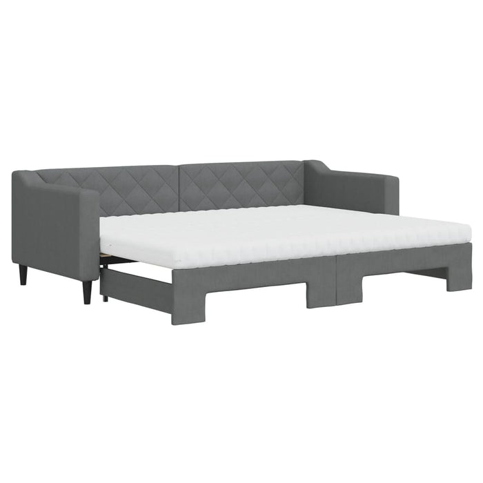 Pat de zi cu extensie și saltele, gri închis, 80x200 cm, textil - WALTI WALTI