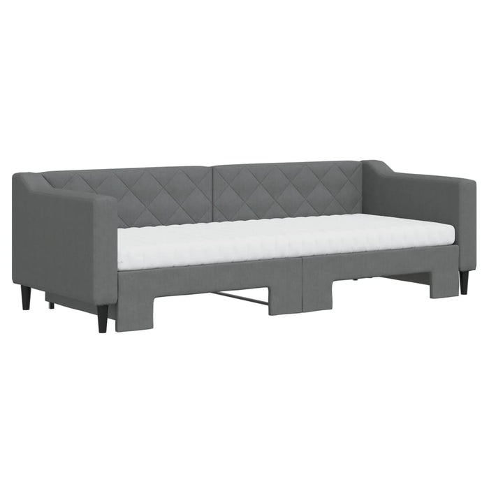Pat de zi cu extensie și saltele, gri închis, 80x200 cm, textil - WALTI WALTI