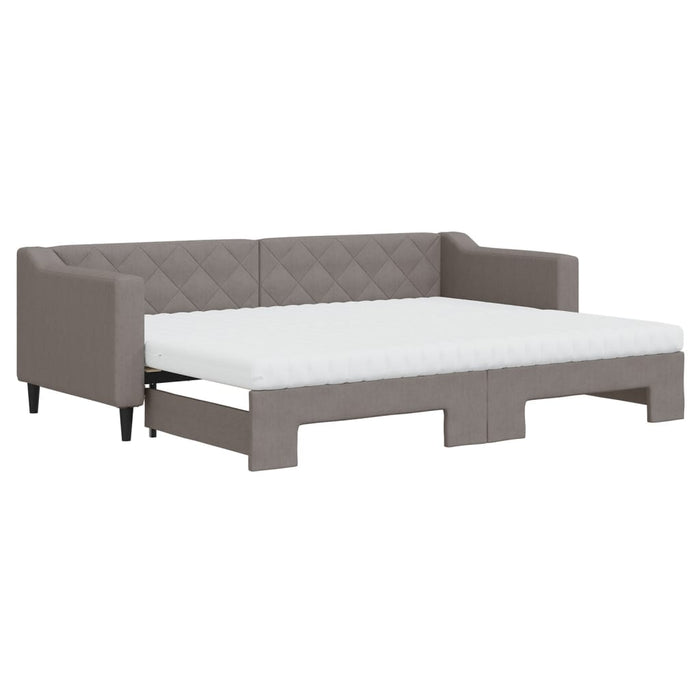 Pat de zi cu extensie și saltele, gri taupe, 80x200 cm, textil - WALTI WALTI