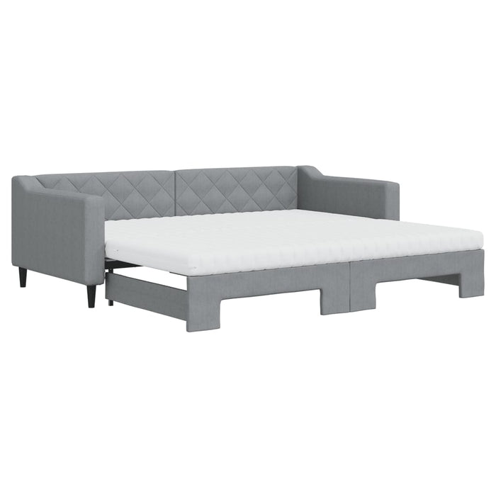 Pat de zi cu extensie și saltele, gri deschis 90x200 cm textil - WALTI WALTI