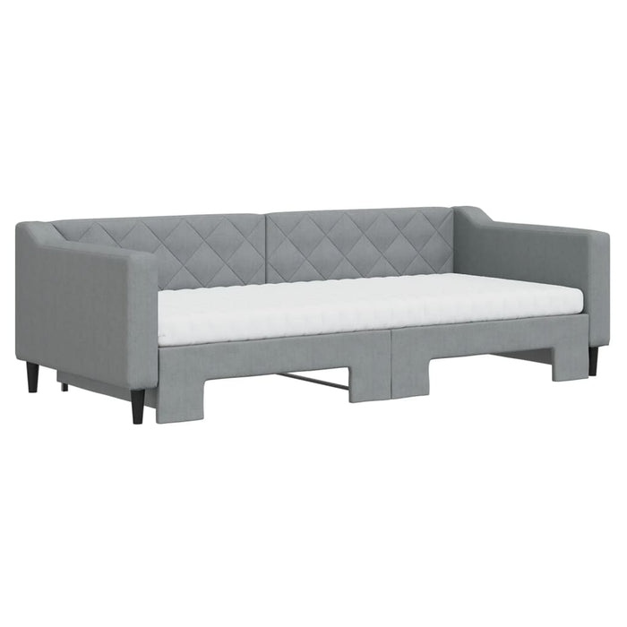 Pat de zi cu extensie și saltele, gri deschis 90x200 cm textil - WALTI WALTI