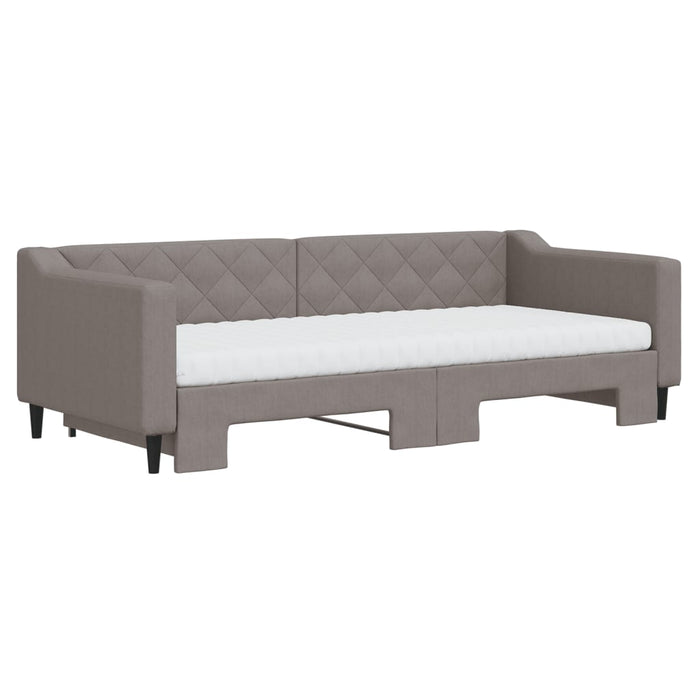 Pat de zi cu extensie și saltele, gri taupe, 90x200 cm, textil - WALTI WALTI