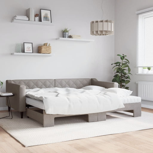Pat de zi cu extensie și saltele, gri taupe, 90x200 cm, textil - WALTI WALTI