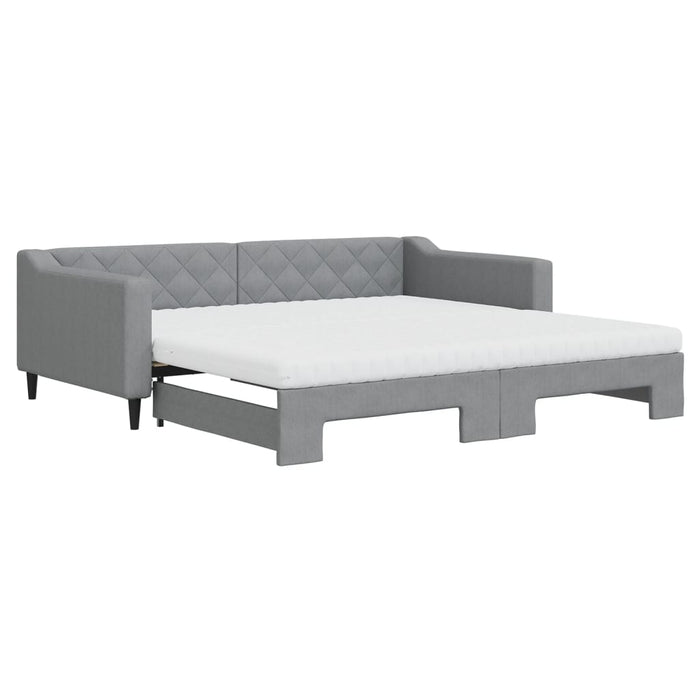 Pat de zi cu extensie și saltele, gri deschis 100x200 cm textil - WALTI WALTI