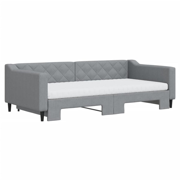 Pat de zi cu extensie și saltele, gri deschis 100x200 cm textil - WALTI WALTI