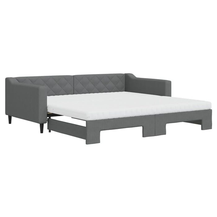 Pat de zi cu extensie și saltele, gri închis, 100x200 cm textil - WALTI WALTI