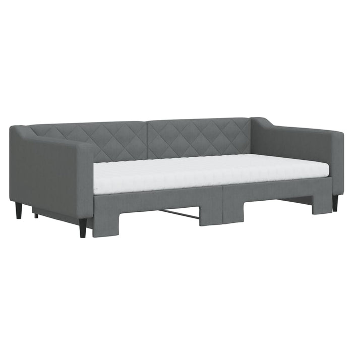 Pat de zi cu extensie și saltele, gri închis, 100x200 cm textil - WALTI WALTI
