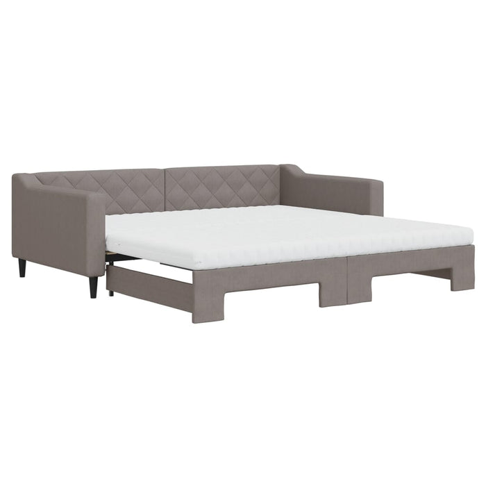 Pat de zi cu extensie și saltele, gri taupe, 100x200 cm, textil - WALTI WALTI