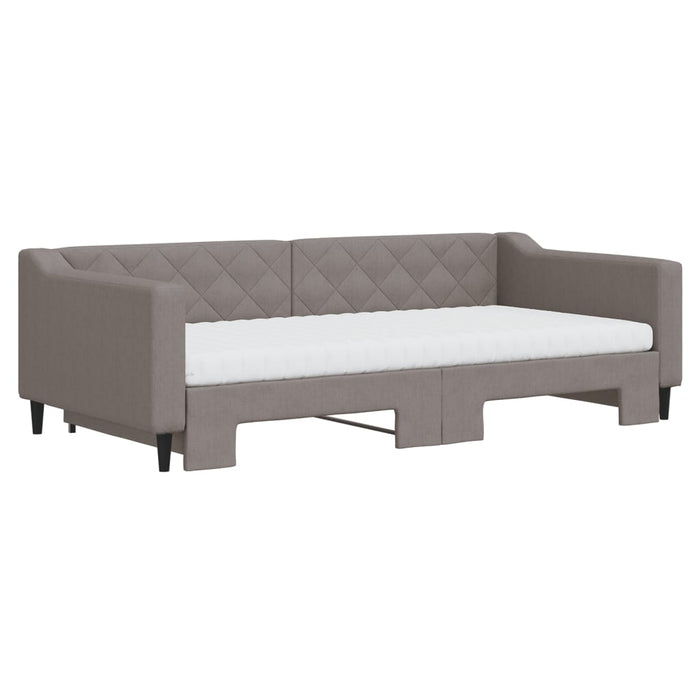 Pat de zi cu extensie și saltele, gri taupe, 100x200 cm, textil - WALTI WALTI