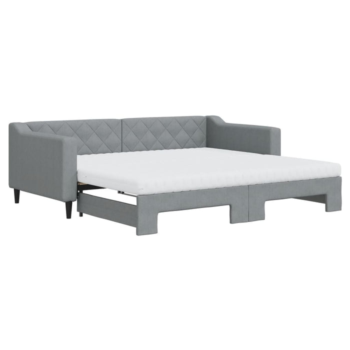 Pat de zi cu extensie și saltele, gri deschis 90x190 cm textil - WALTI WALTI