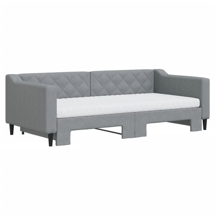 Pat de zi cu extensie și saltele, gri deschis 90x190 cm textil - WALTI WALTI
