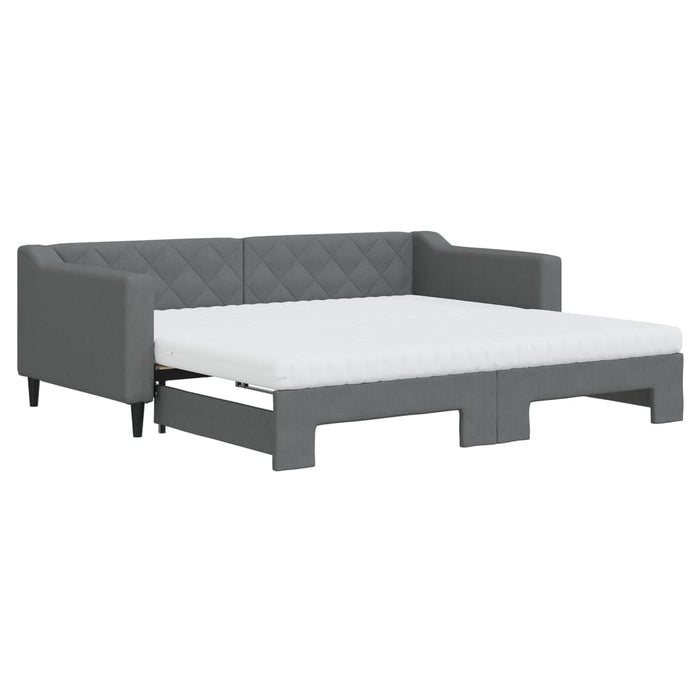 Pat de zi cu extensie și saltele, gri închis, 90x190 cm, textil - WALTI WALTI