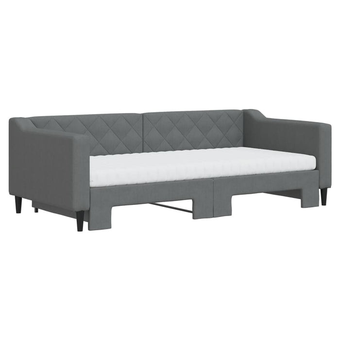 Pat de zi cu extensie și saltele, gri închis, 90x190 cm, textil - WALTI WALTI