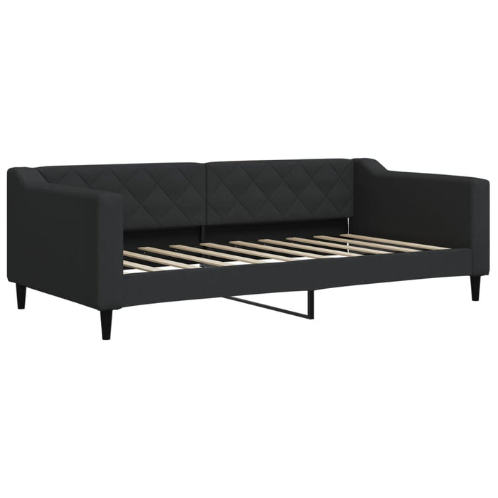 Pat de zi cu extensie și saltele, negru, 90x190 cm, textil - WALTI WALTI