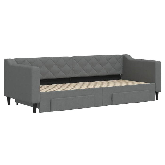 Pat de zi cu extensie și sertare, gri închis, 80x200 cm textil - WALTI WALTI