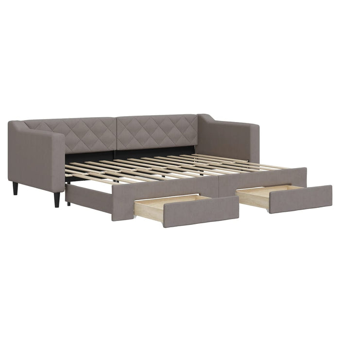 Pat de zi cu extensie și sertare, gri taupe, 80x200 cm, textil - WALTI WALTI
