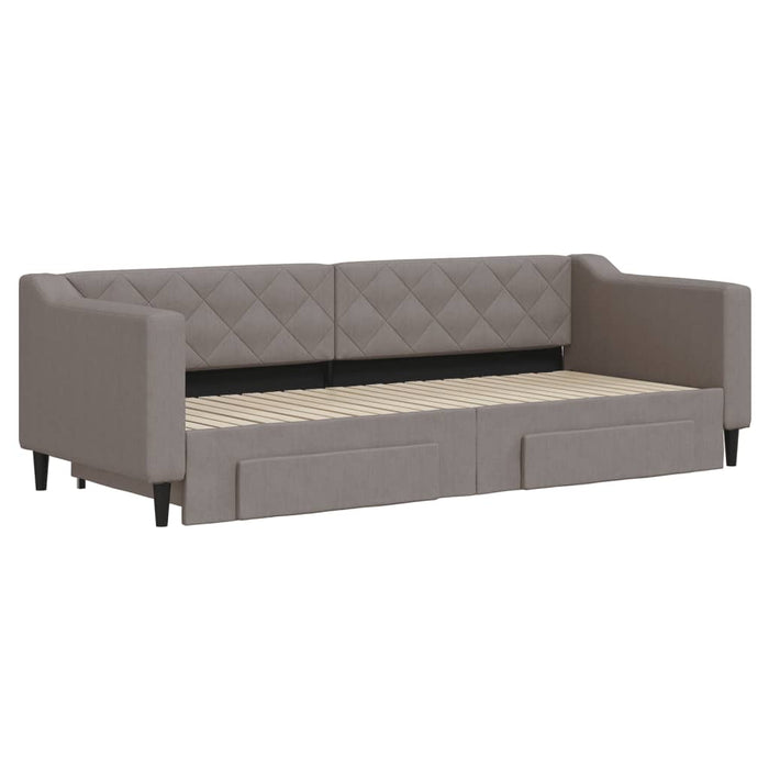 Pat de zi cu extensie și sertare, gri taupe, 80x200 cm, textil - WALTI WALTI