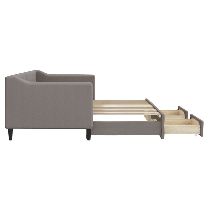 Pat de zi cu extensie și sertare, gri taupe, 80x200 cm, textil - WALTI WALTI